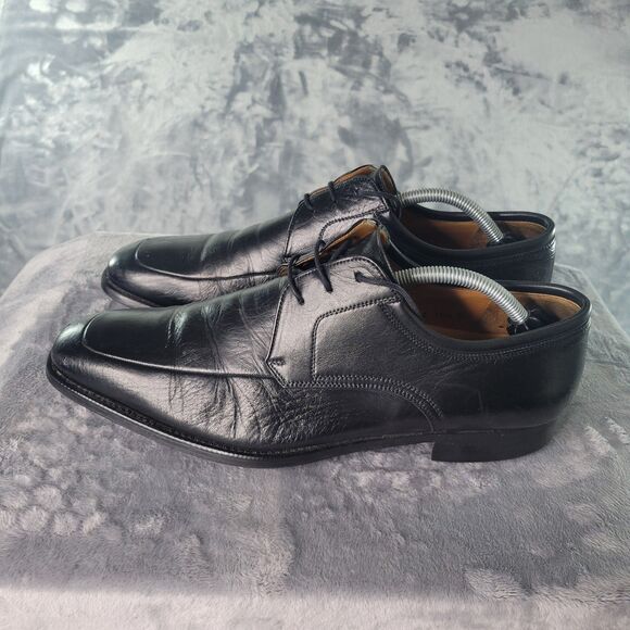 Magnanni Shoes‎ Mens 10.5 Black Leather Lace Up Almond Toe Oxfords Spain main image 9
